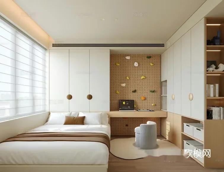 Modern Minimalist Bedroom 3D Model – 16471 – CORONA Render