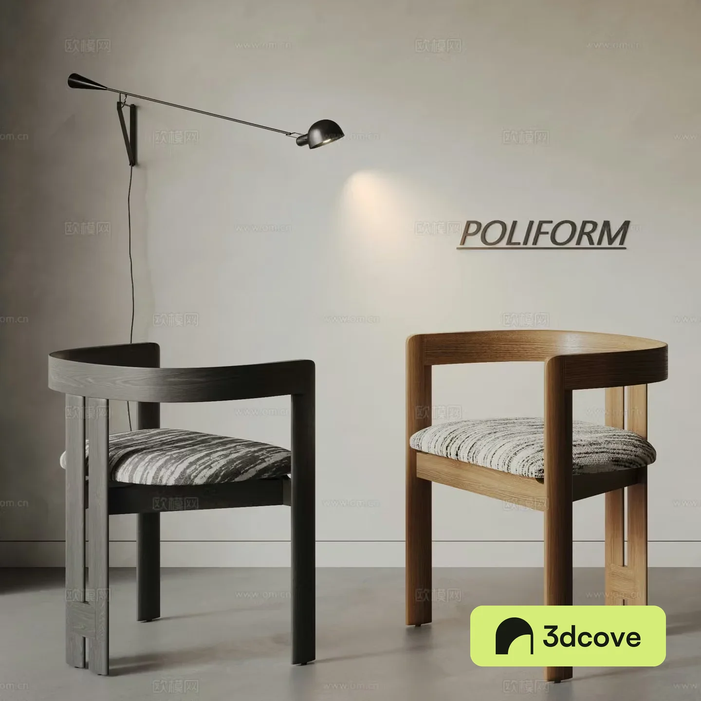 Medium style single chair combination 3D model