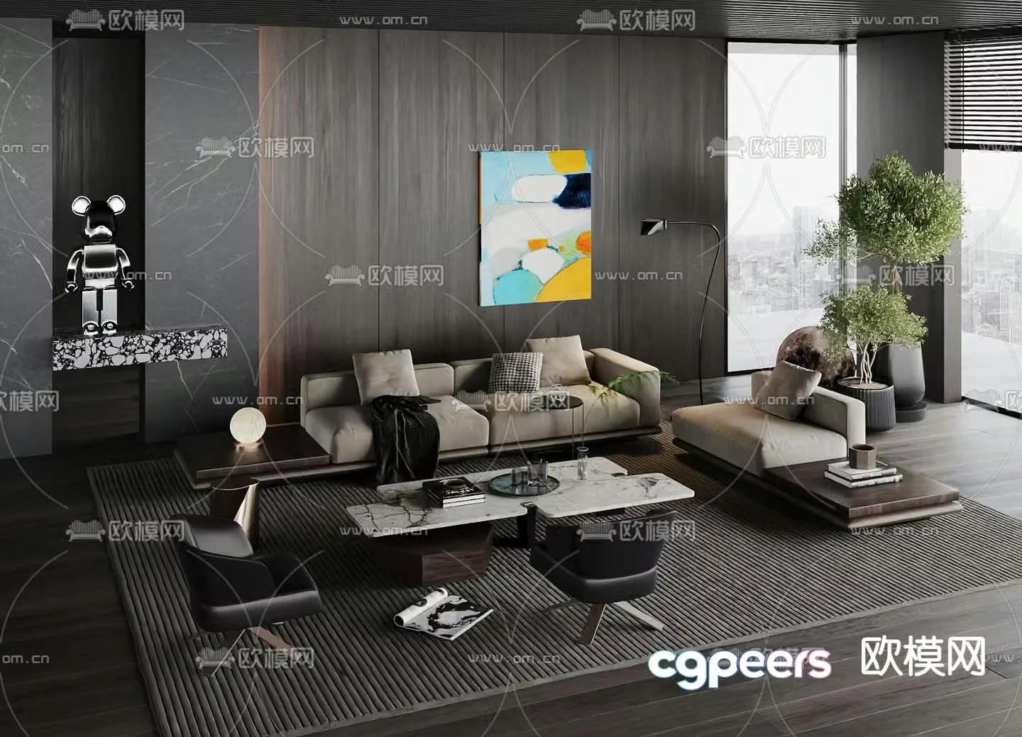 Italian sofa modular sofa 3d model