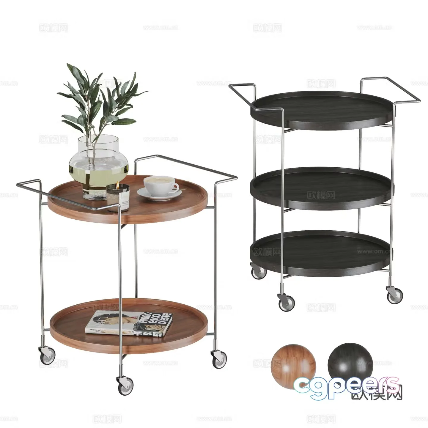 Medium style edge combination moving edge pulley edge cart edge round edge vase 3D model
