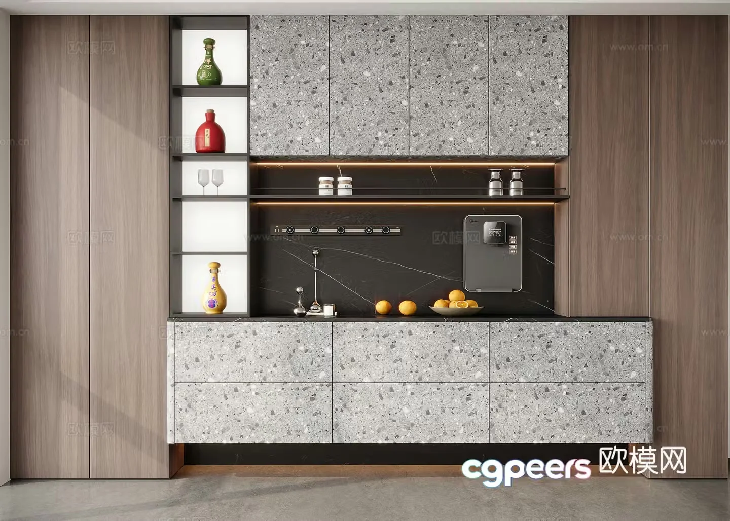 Italian wine cabinet sideboard 3d model