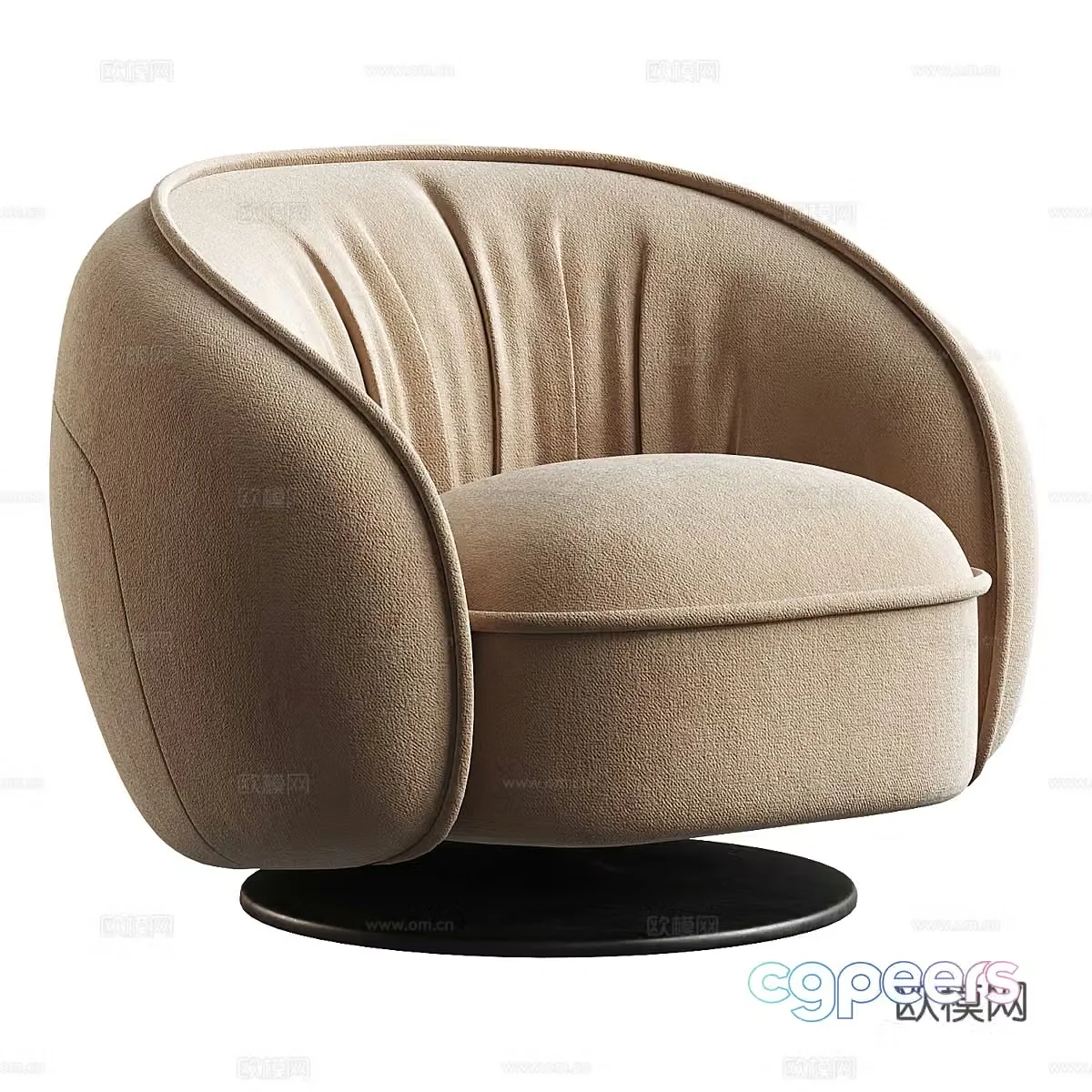 Modern Italian circular fabric leisure chair 3d model