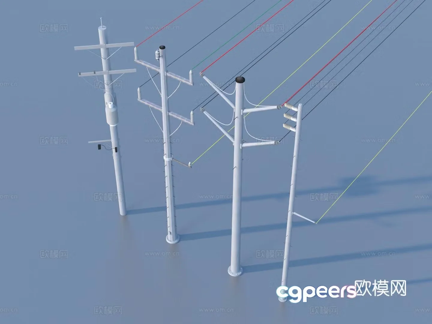 Telephone pole Wire High voltage wire AC wire 3D model