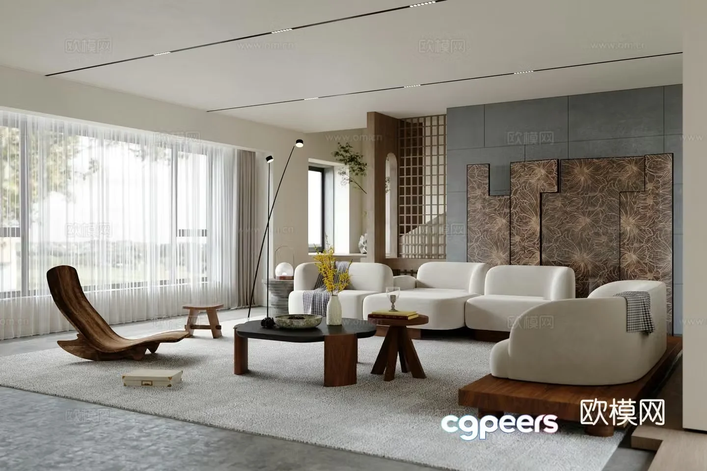 Wabi-sabi living room 3d model