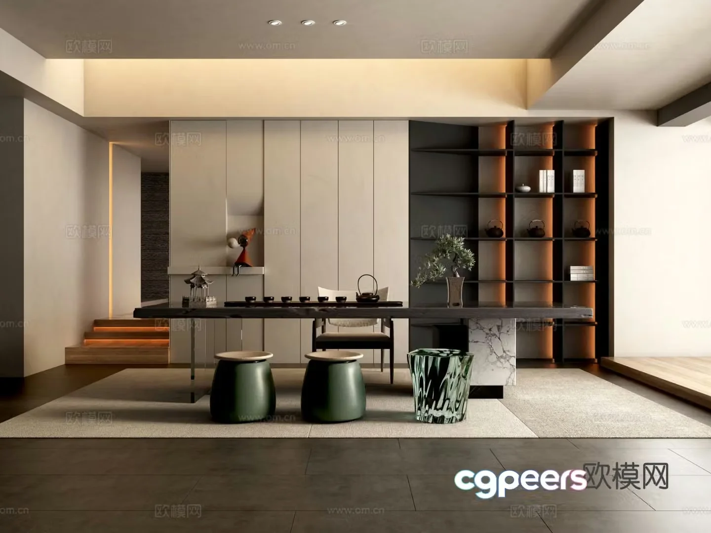 Wabi-sabi style tea room 3d model