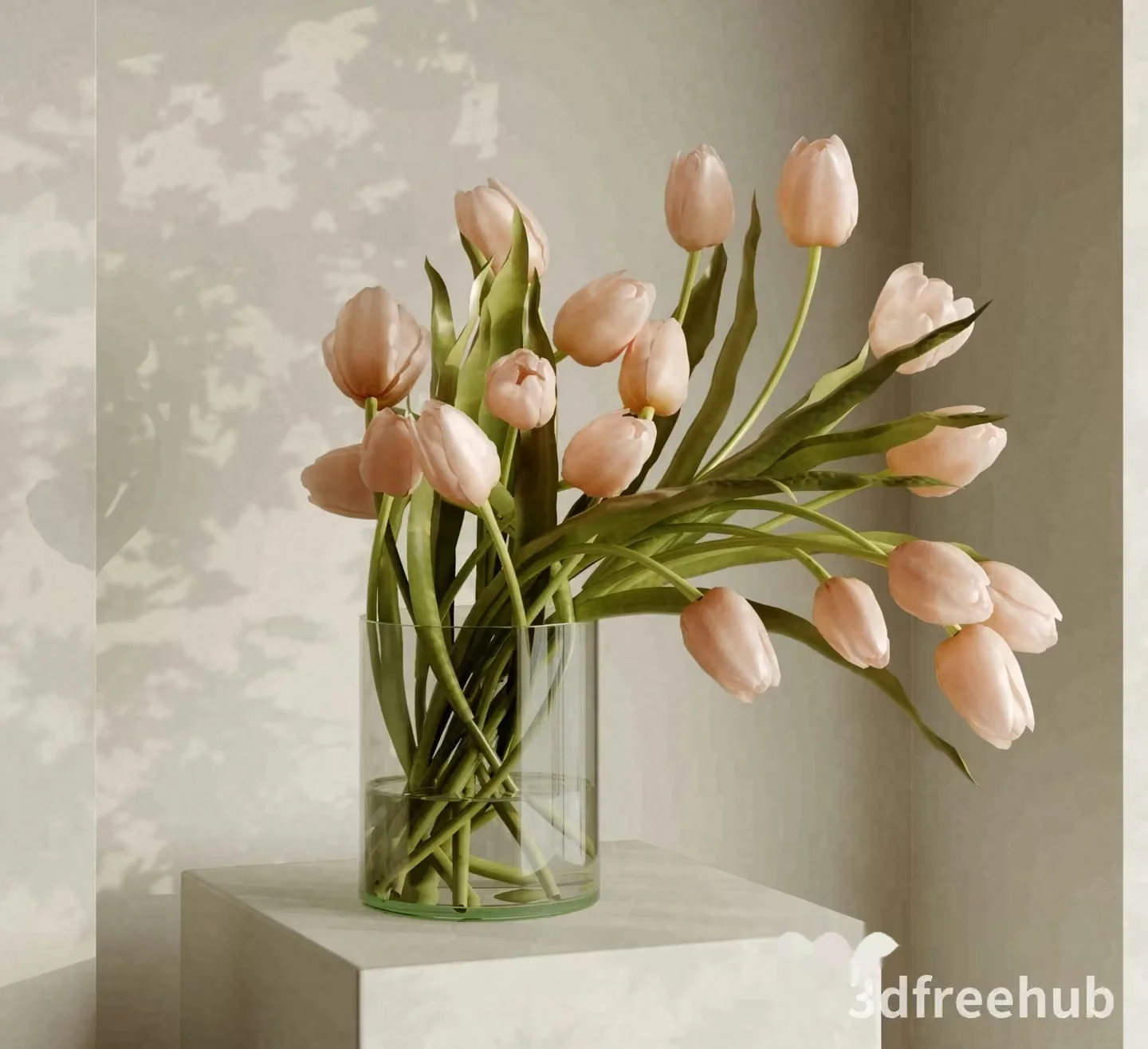 A Bouquet Of Pink Tulips 3D Model – 22205 – VRAY Render