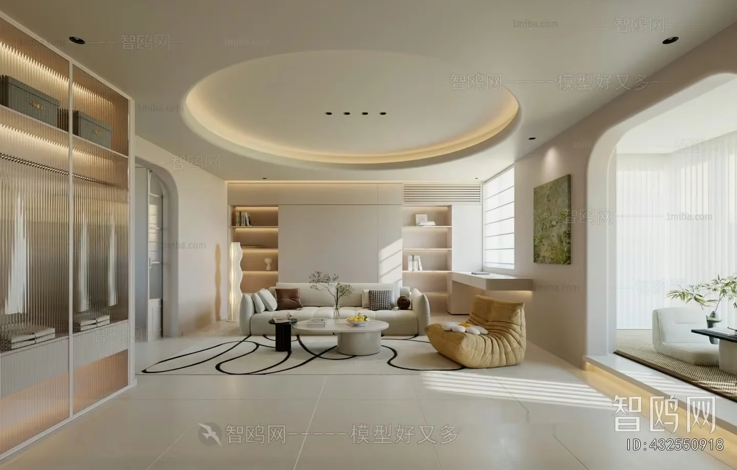 Modern Living Room 3D Model – 18517 – VRAY Render