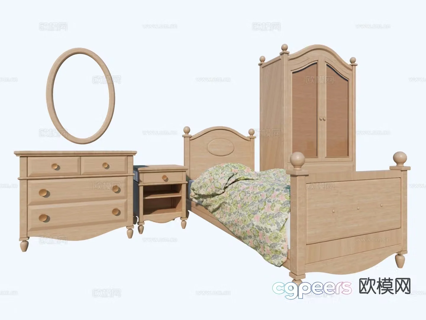 American children’s bed 3d model
