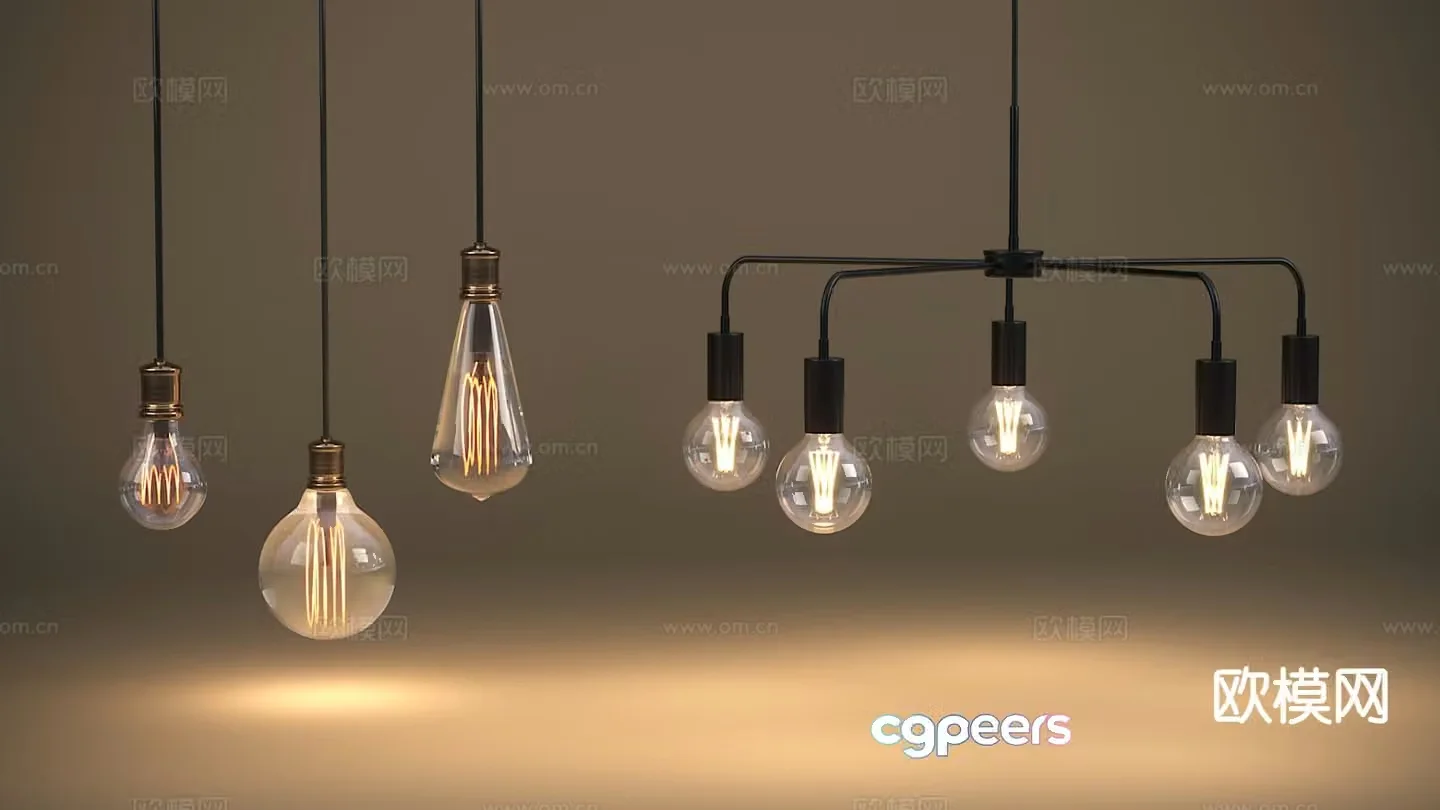 Industrial style chandelier glass bulb chandelier 3d model