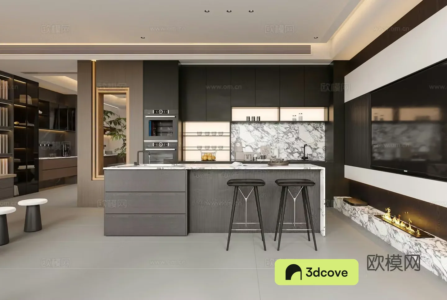 Italian light luxury living restaurant