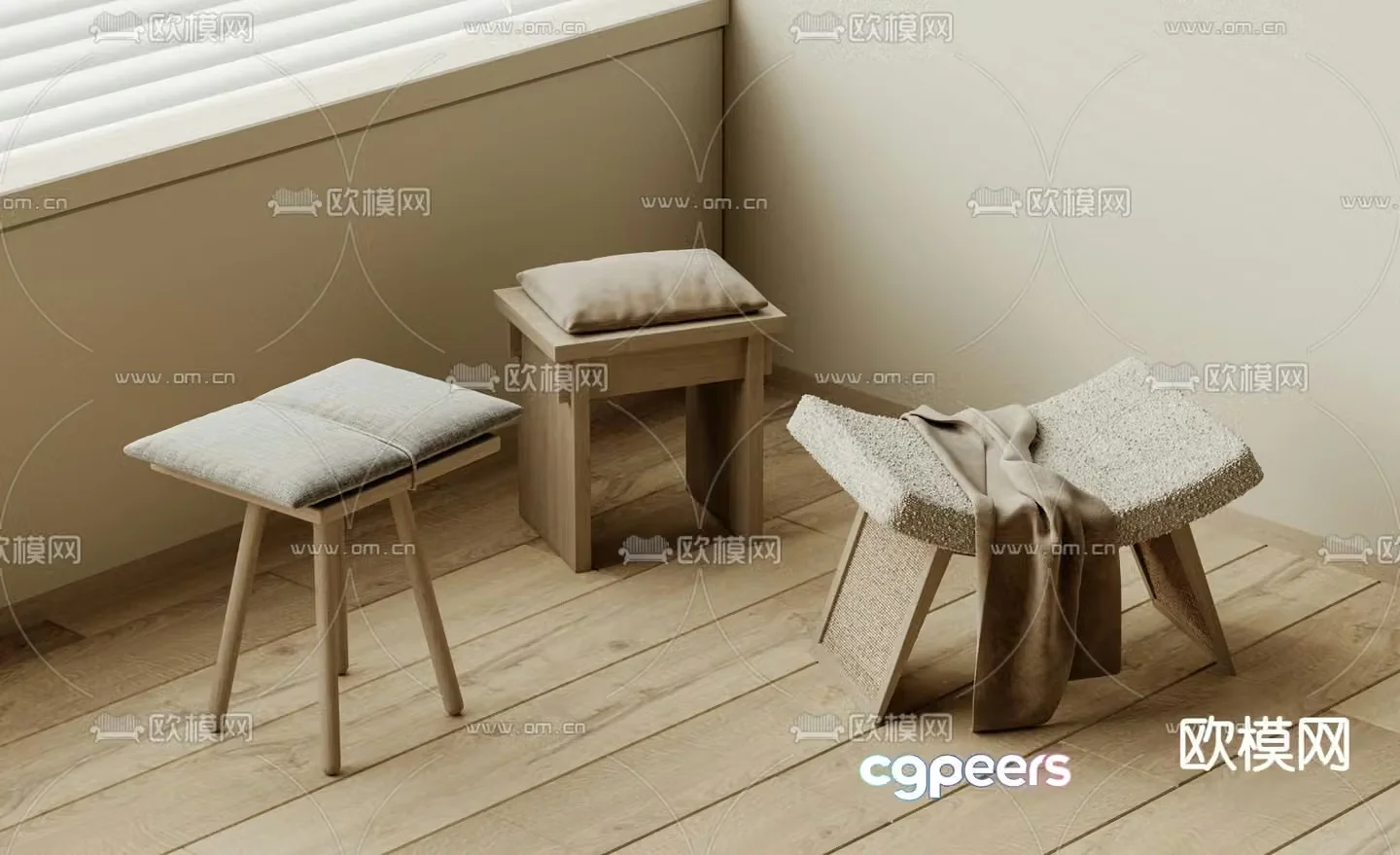wabi-sabi stool low stool 3d model