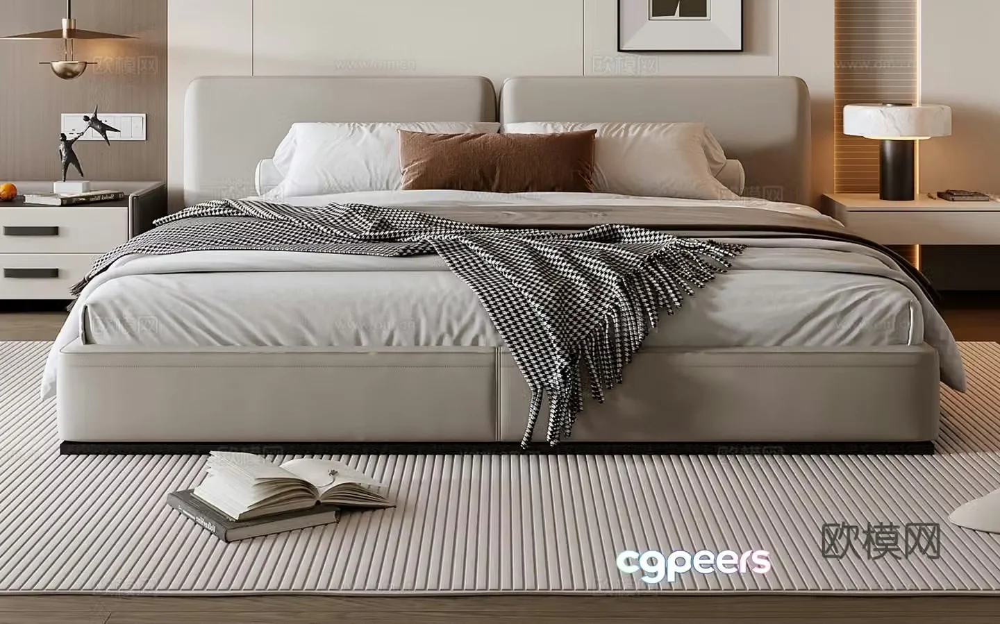 Modern double bed 3d model