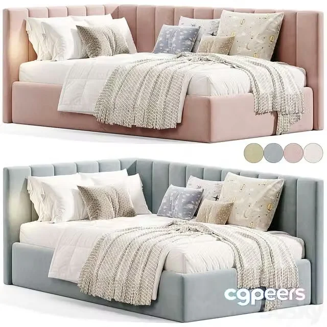 3ds Max Free – Upholstered corner bed Olvia