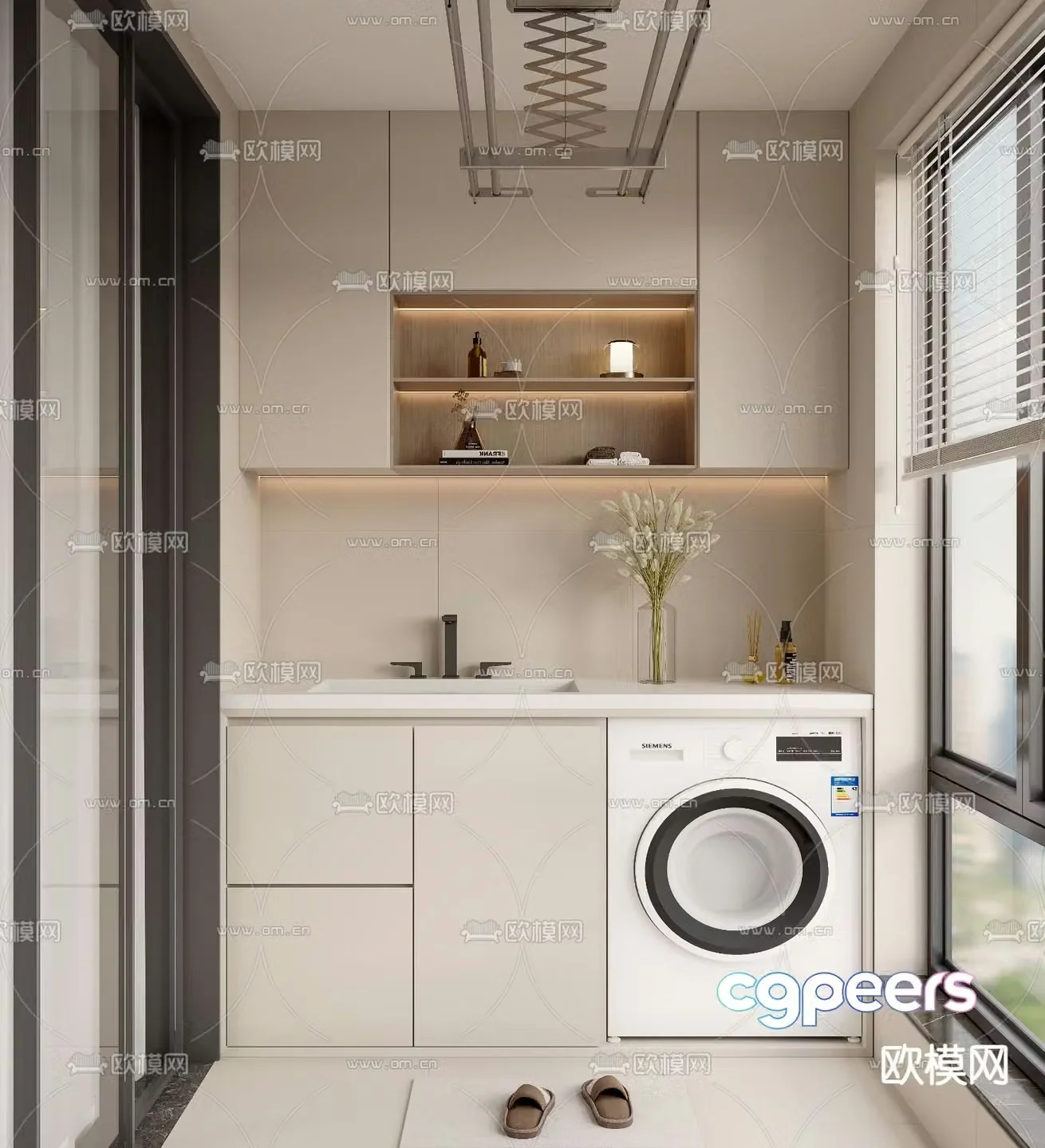 Living balcony laundry room 3d model