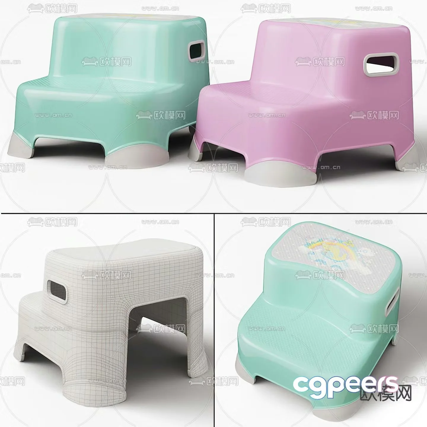 Modern plastic children’s stool 3d model