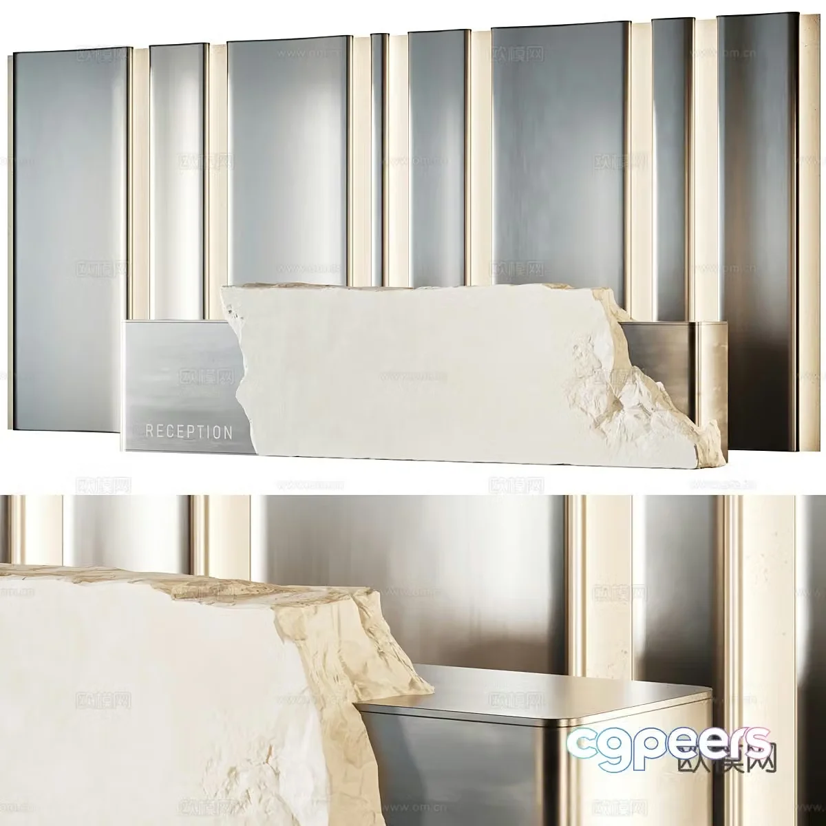 Modern front desk reception desk 3d model