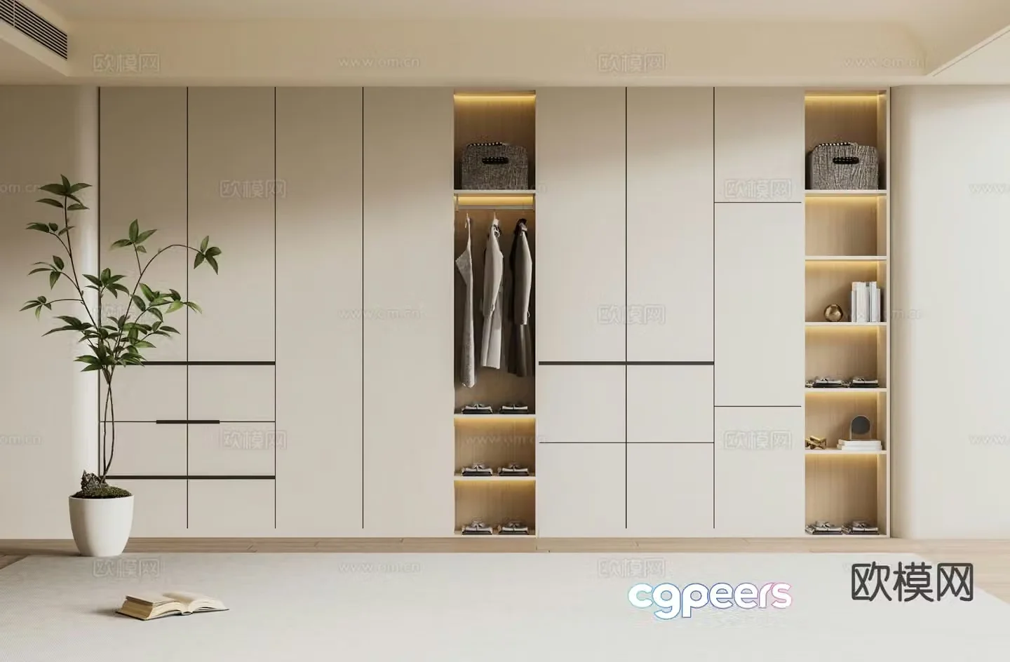 Cream style wardrobe wardrobe 3d model