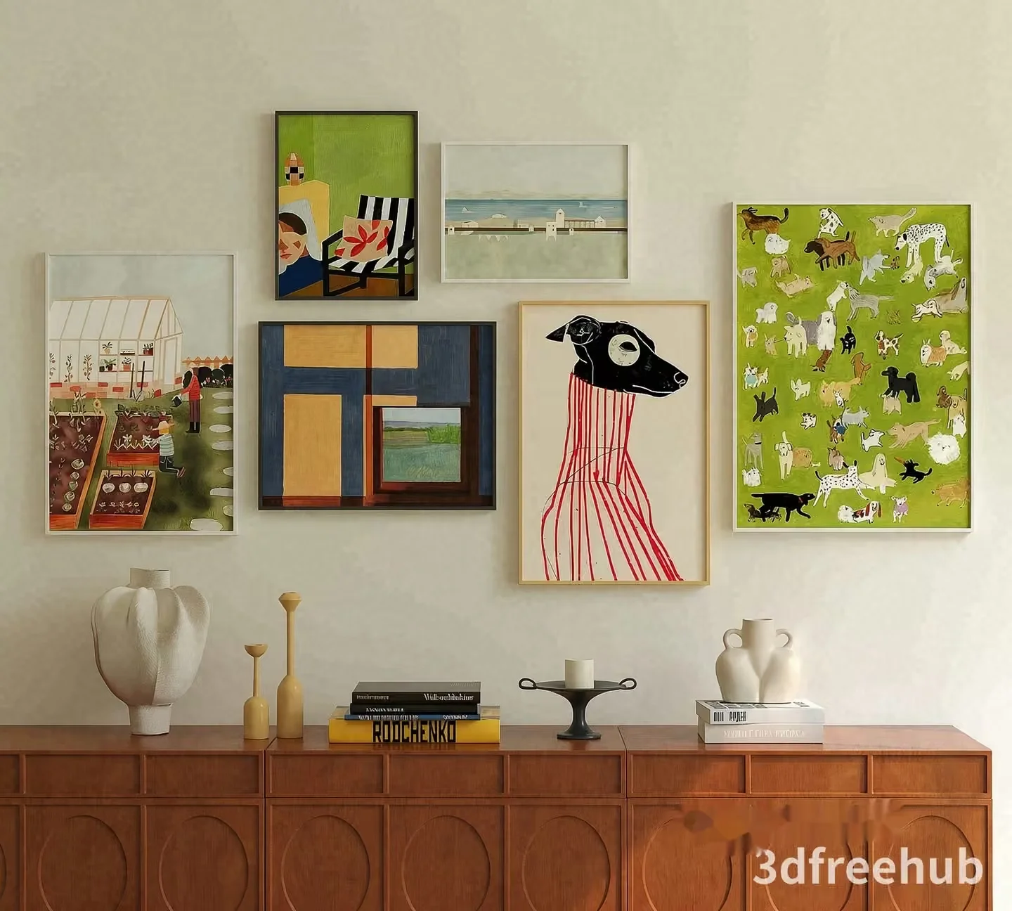 A Collection Of Framed Artwork 3D Model – 22887 – VRAY Render