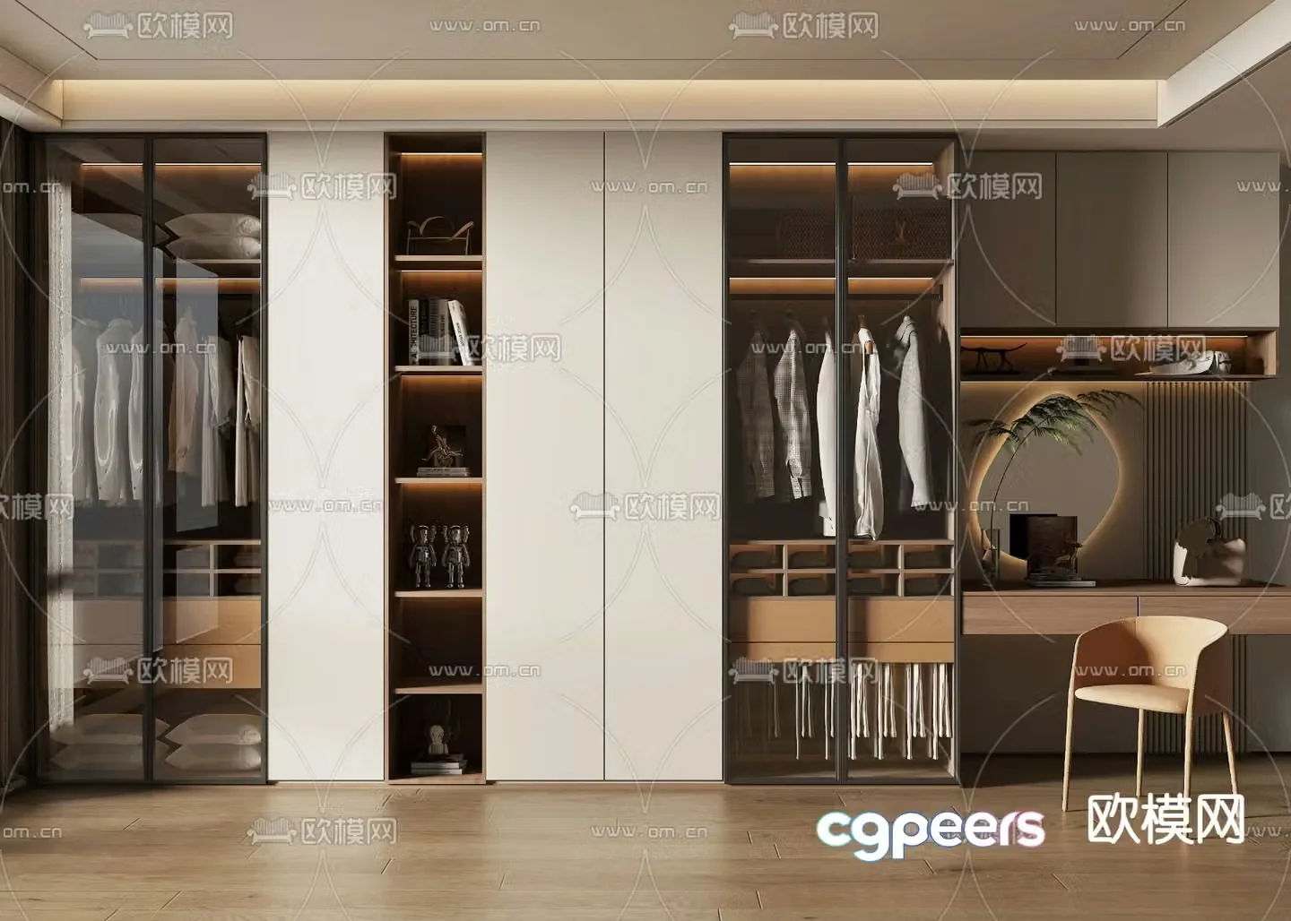 Modern wardrobe dresser integrated cabinet 3d model