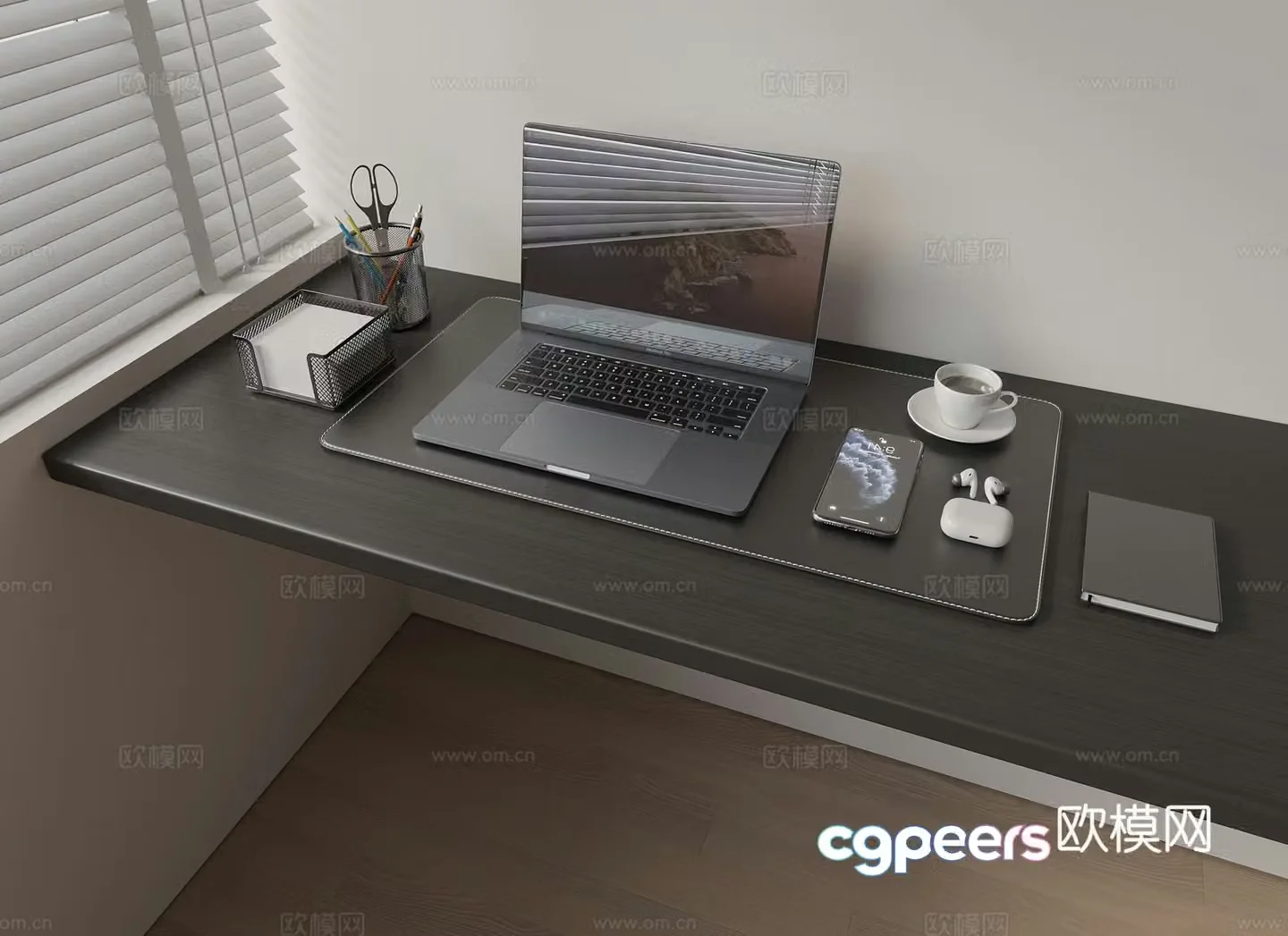Modern desk decoration office decoration computer 3D model