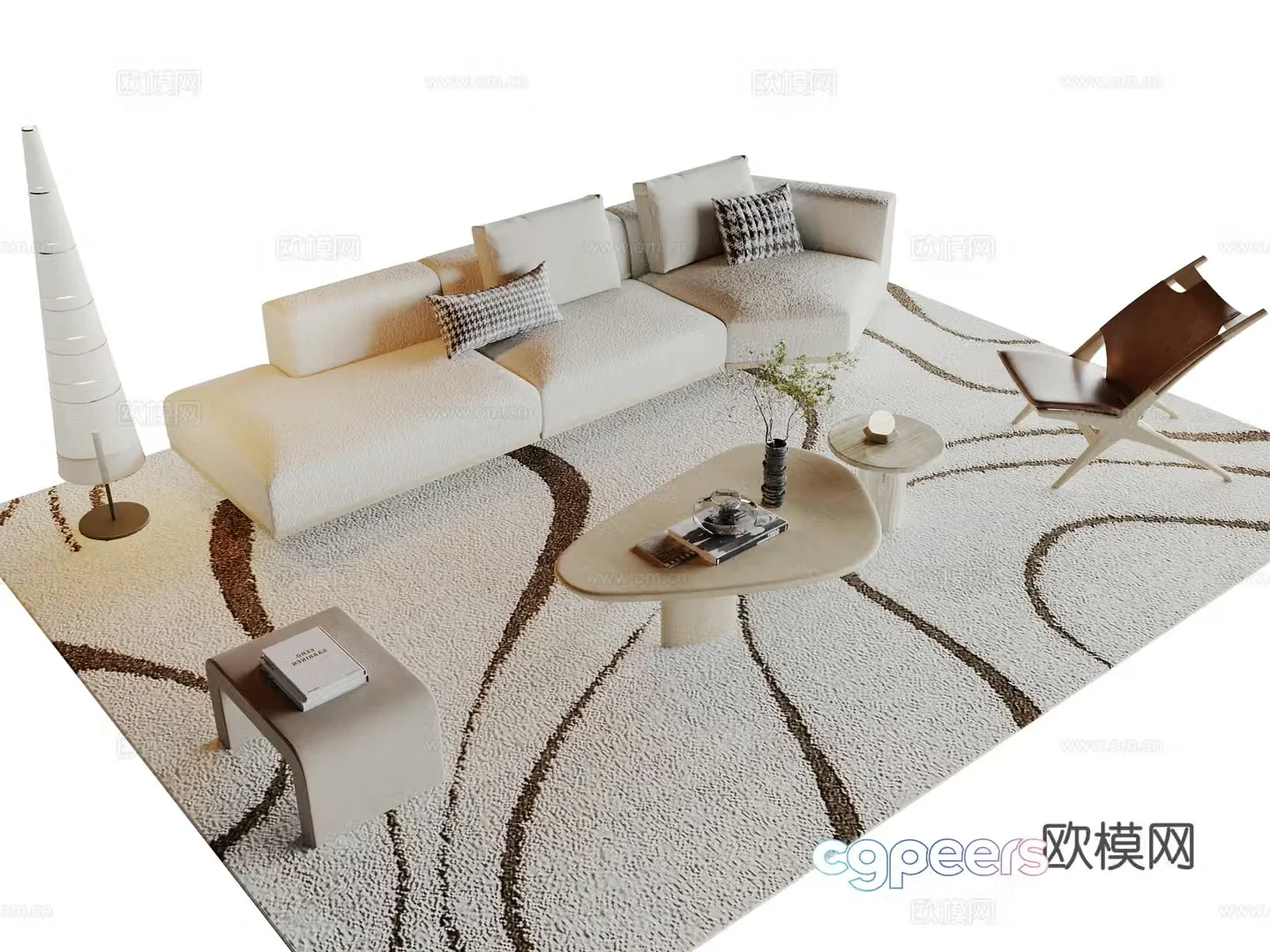 Cream style modular sofa 3d model