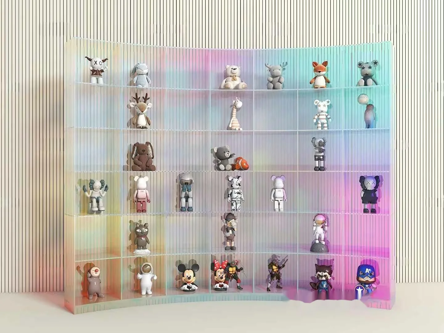 Toy Shelf With Multicolored Acrylic Display Cases 3D Model – 14632 – VRAY Render