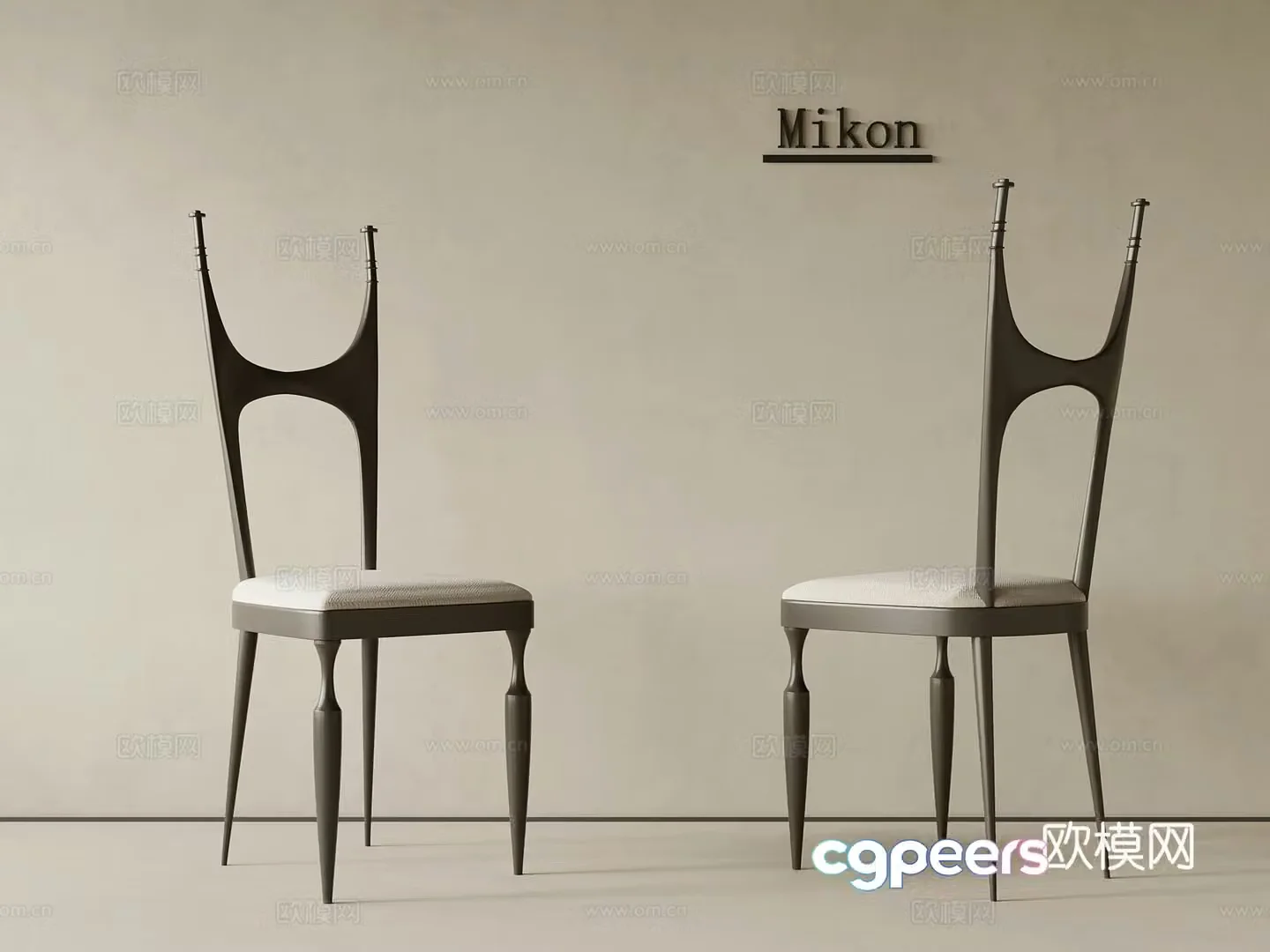 Chair French retro style chair writing chair dining chair 3d model