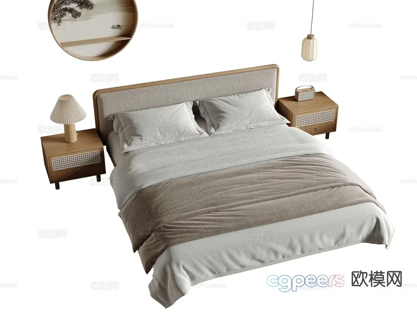 Japanese style double bed 3d model