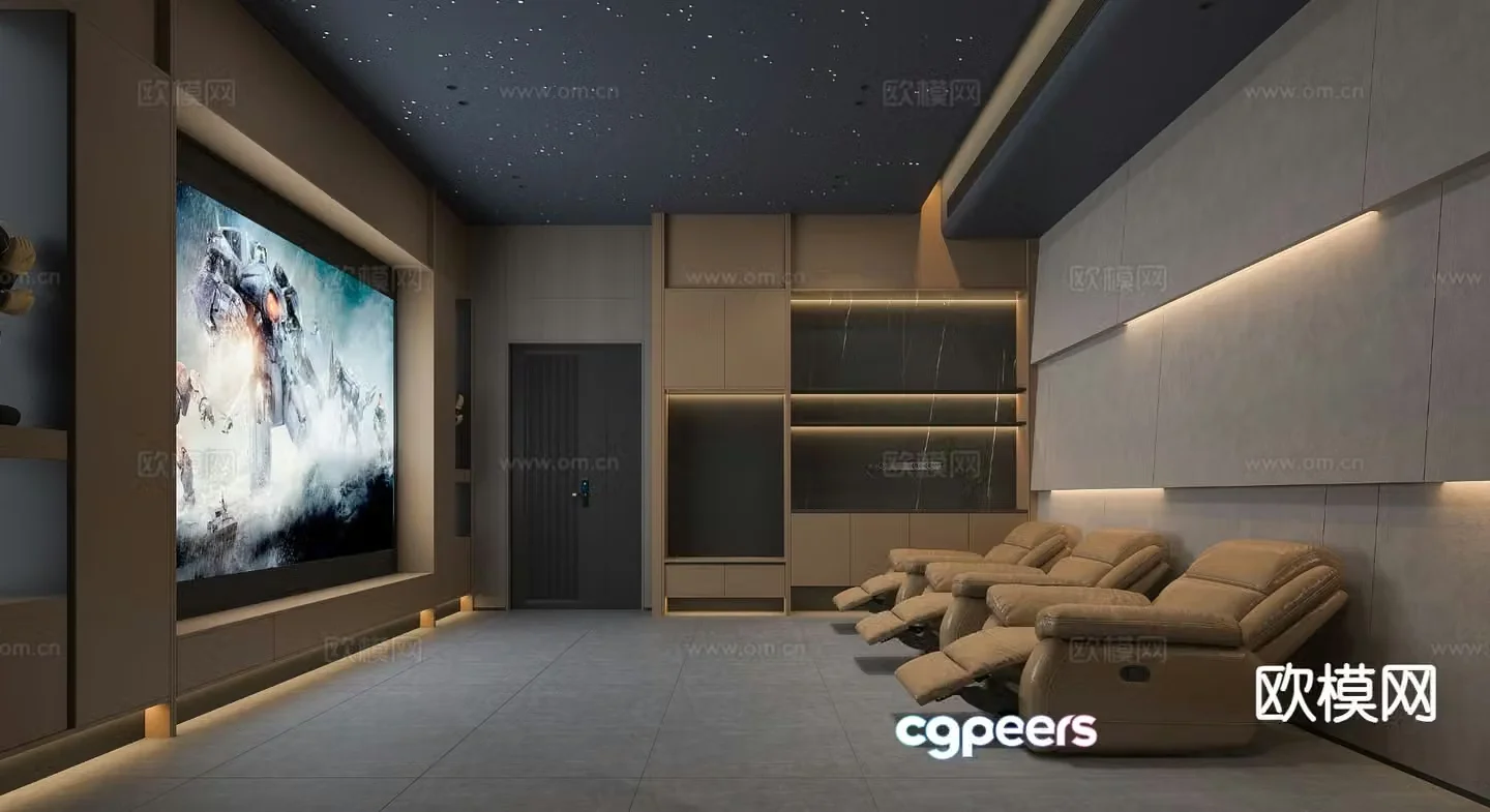 Modern audio-visual room audio-visual room leisure area 3d model