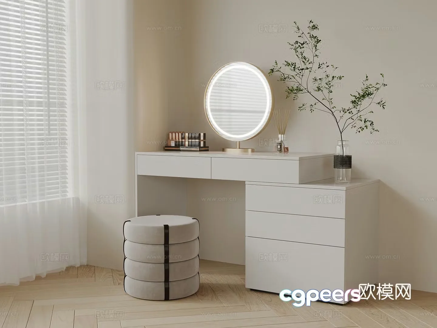 Modern cream dressing table 3d model