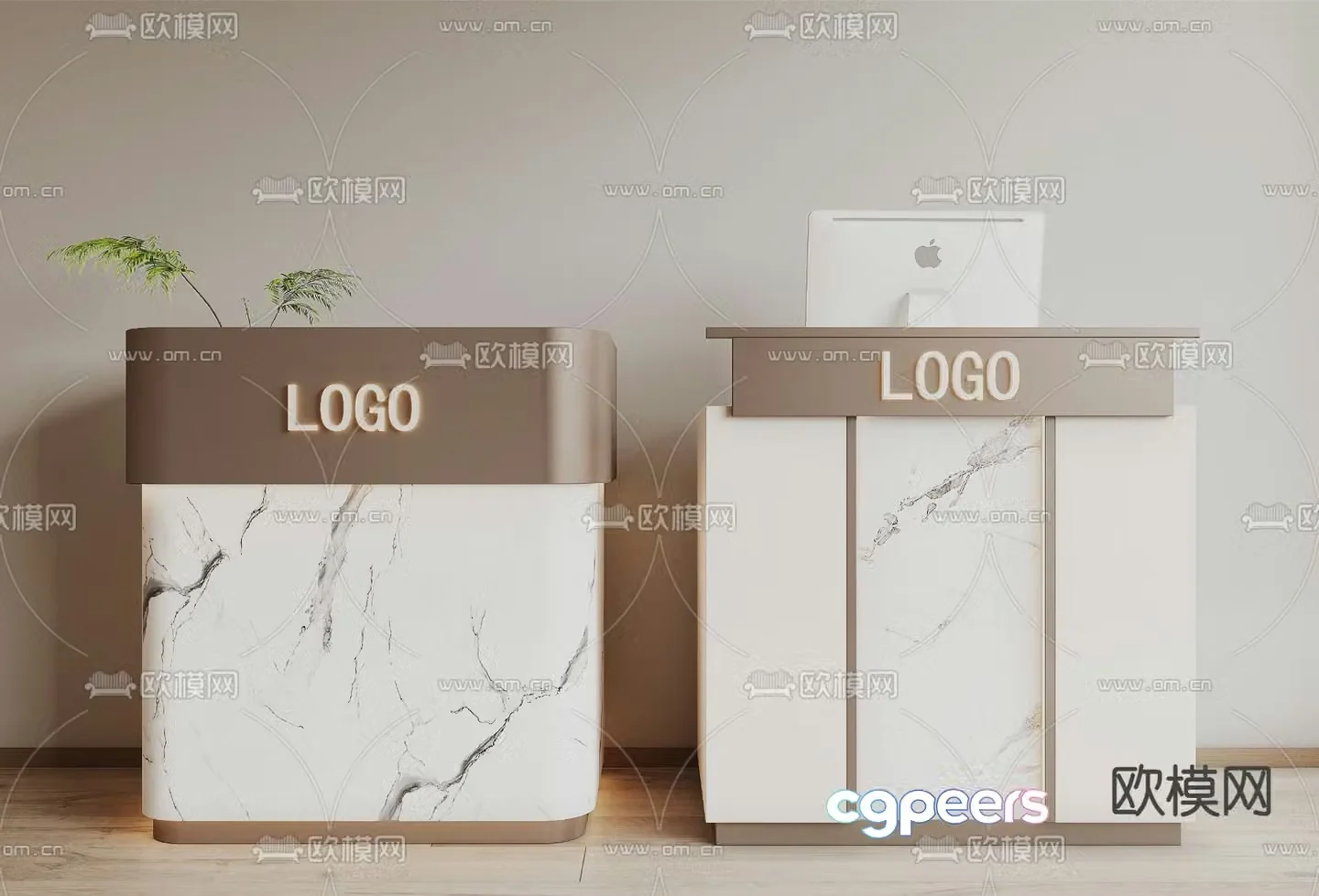 Modern front desk reception desk 3d model