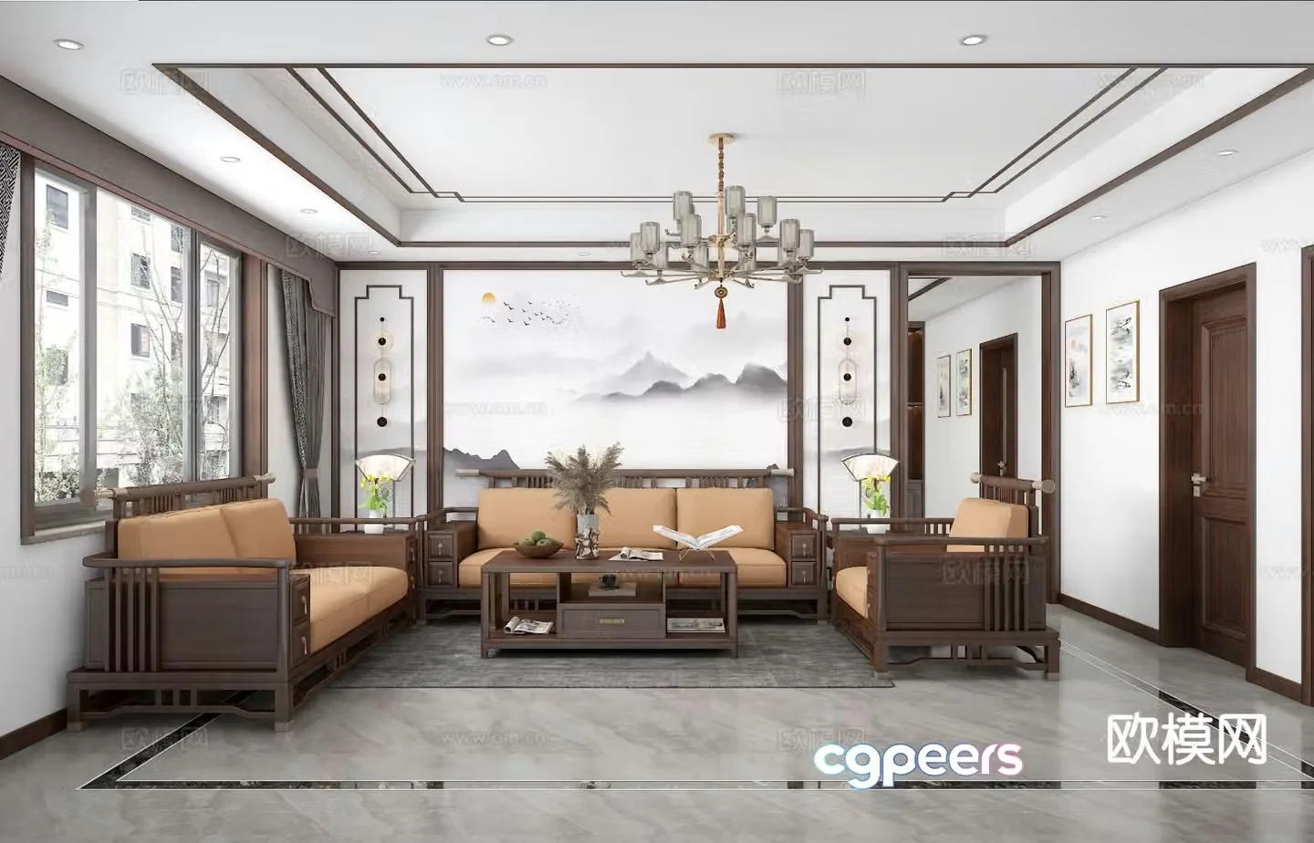 New Chinese style living room 3d model