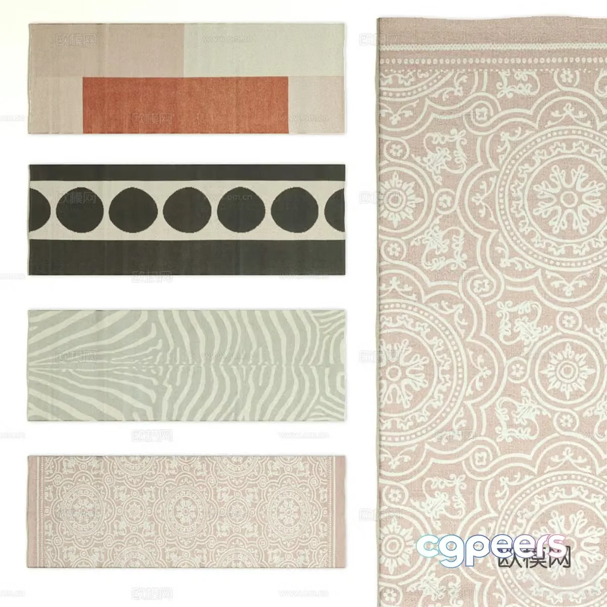 Modern cream style fabric carpet 3d model