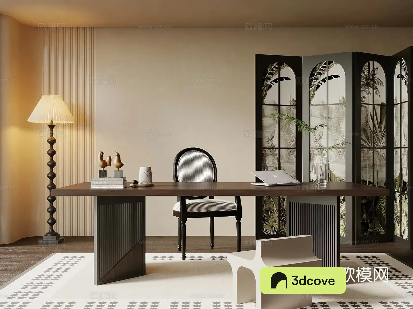 study room French retro style study room desk and chair combination
