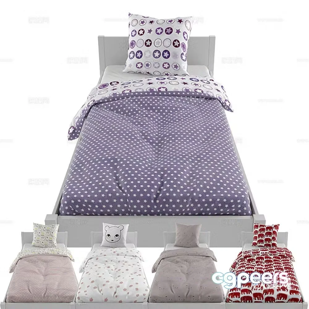 Modern single bed children’s bed 3d model