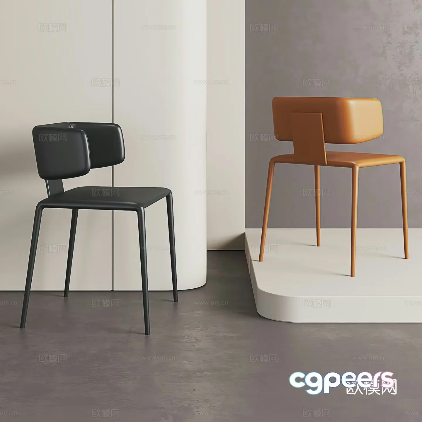 Italian dining chair modern dining chair negotiation chair Nordic chair light luxury desk chair 3d model