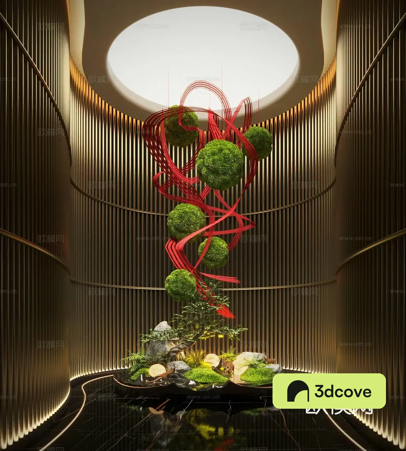 Modern aisle landscape Indoor landscape Plant landscaping Rattan plant installation