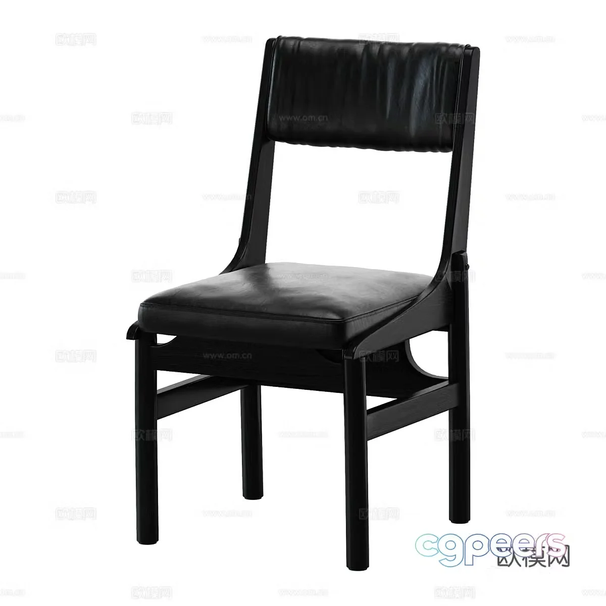 Nordic leather chair single chair dining chair 3d model