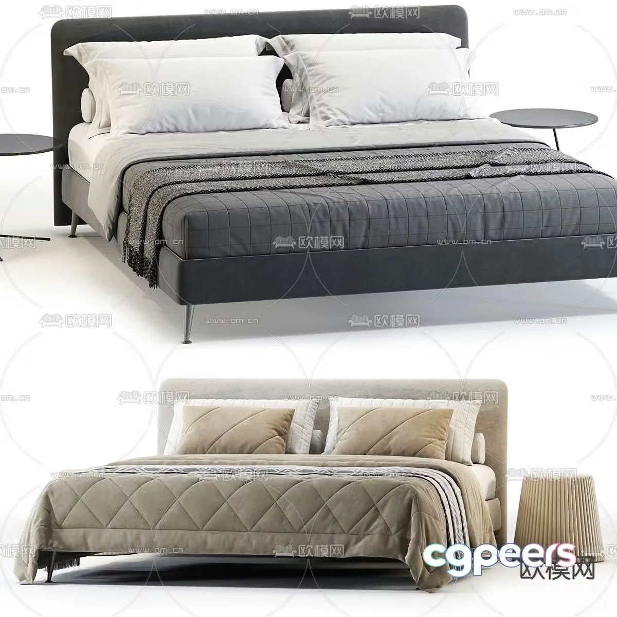 poliform double bed 3d model