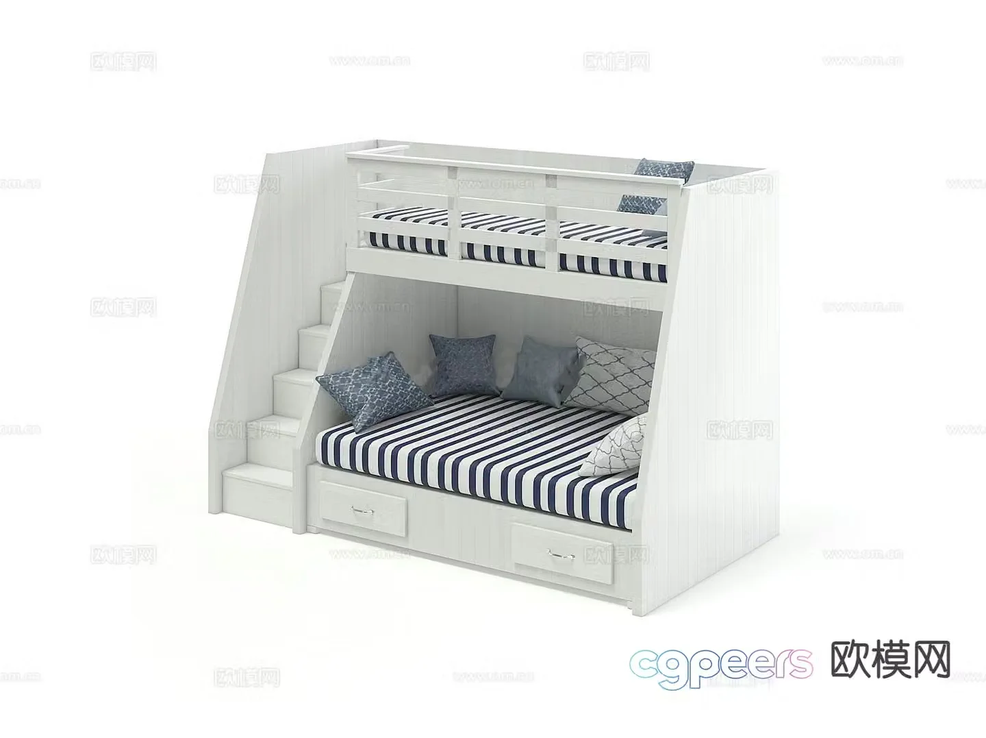Children’s bed bunk bed high and low bed 3d model