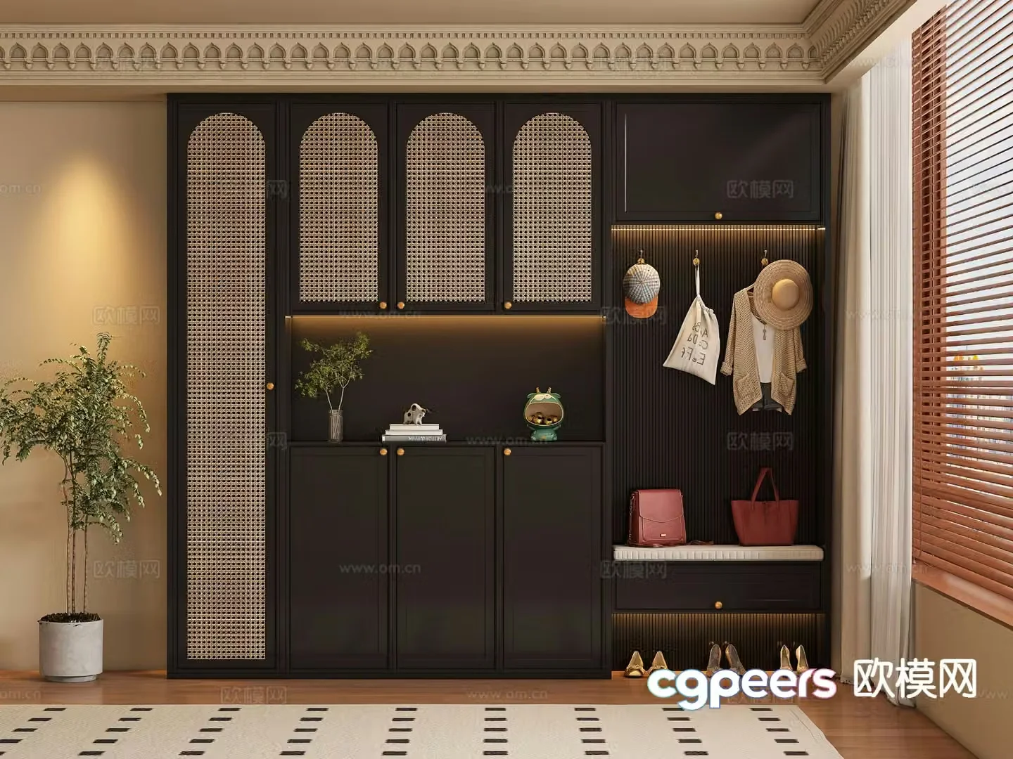 Medieval style shoe cabinet 3D model