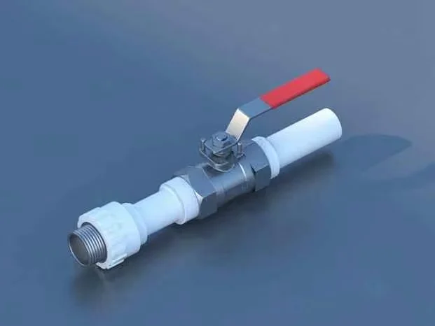 A Pipe Fitting With A Red Handle 3D Model – 14661 – VRAY Render