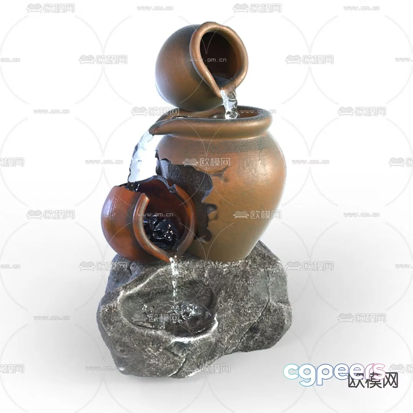 Chinese rockery and flowing water 3D model