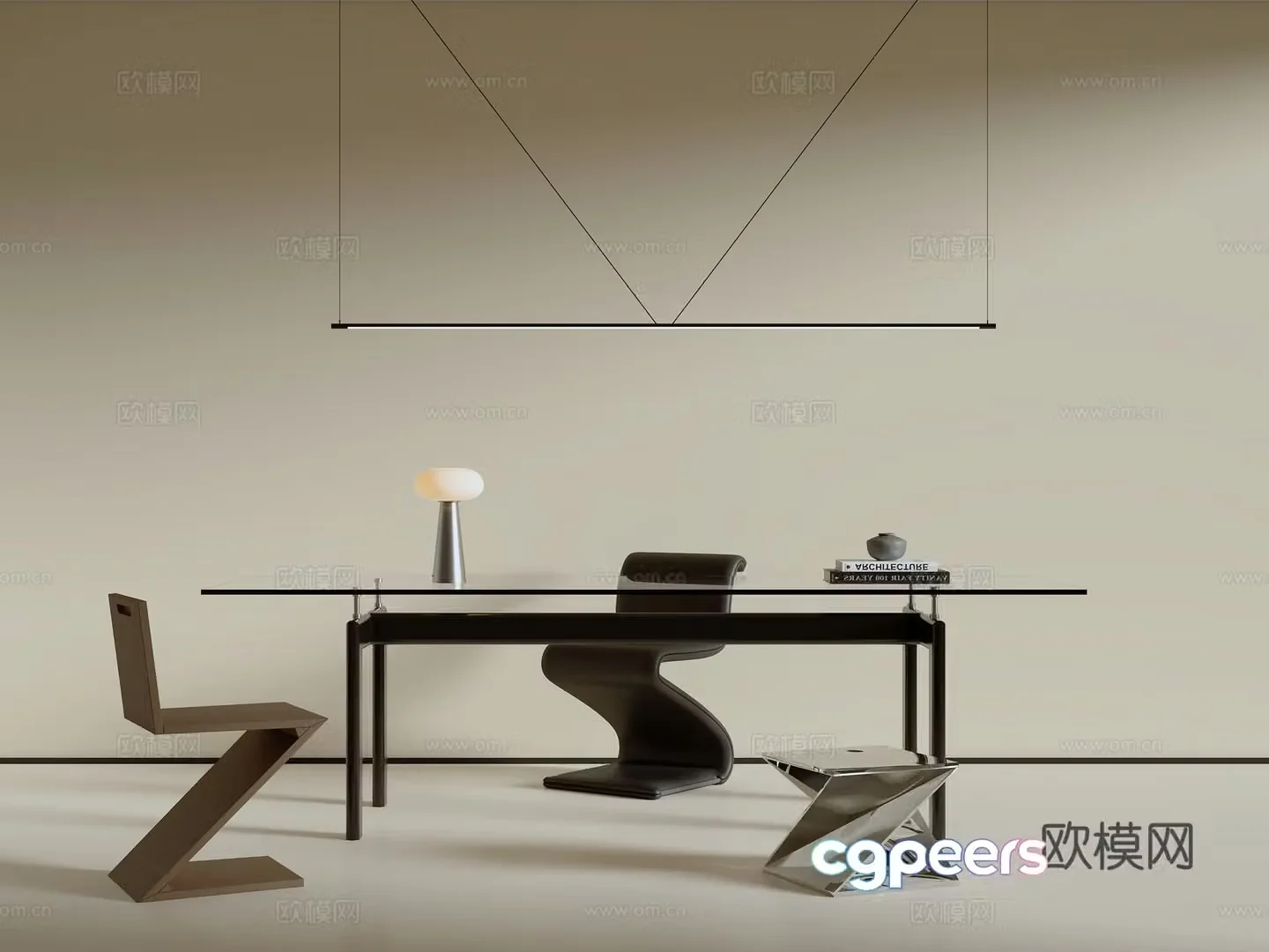 Modern desk and chair combination 3D model