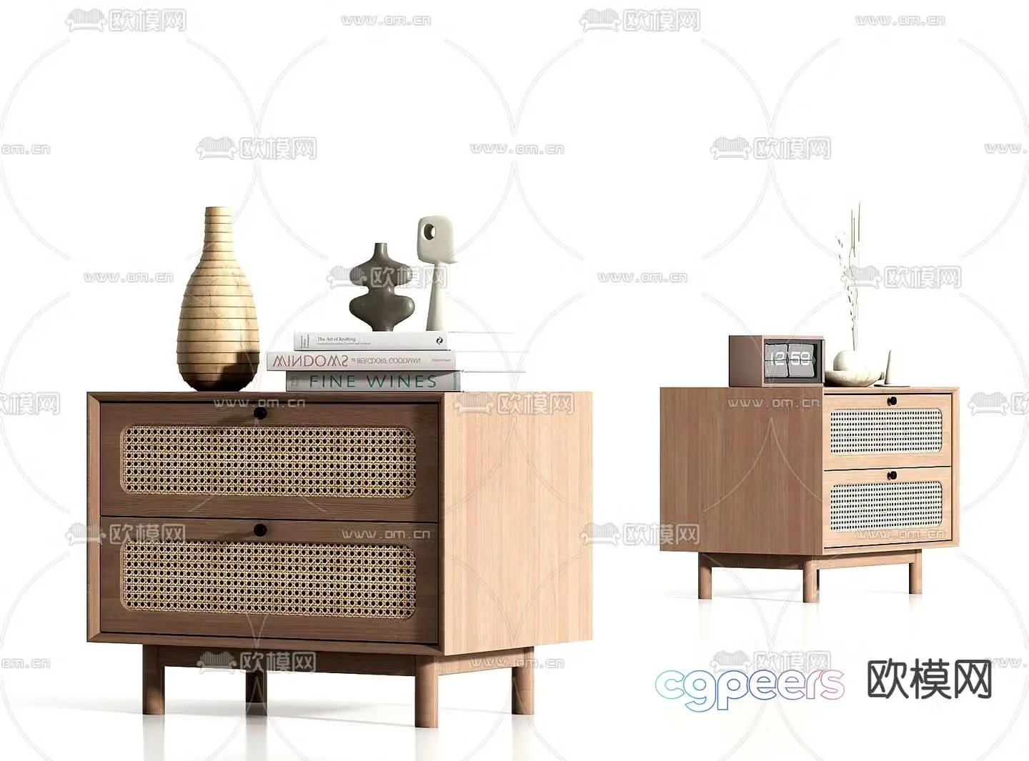 Light luxury bedside table and chest 3D model