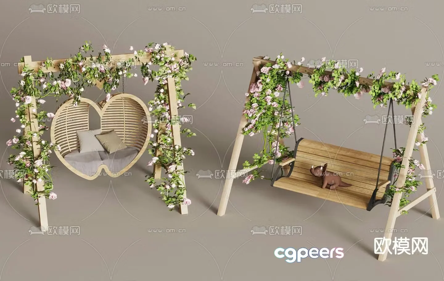 Outdoor swing chair courtyard swing 3d model
