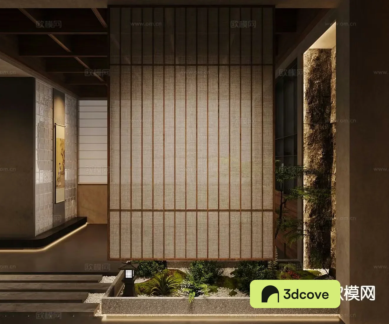 New Chinese style interior landscape sketches 3D model of landscape wall