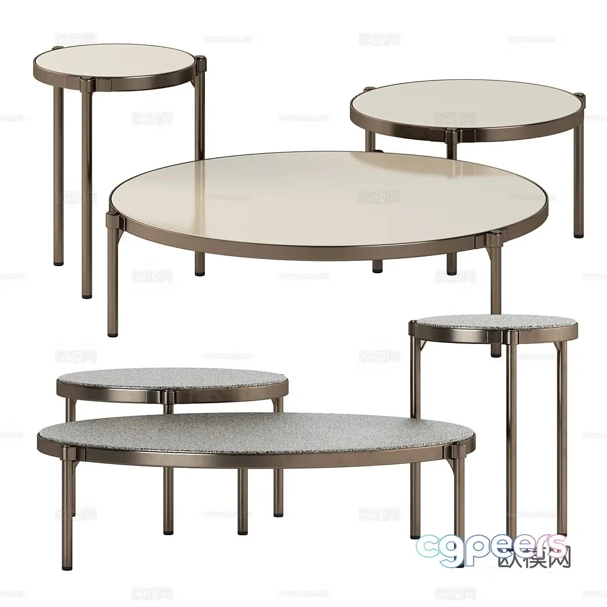 Modern double coffee table 3d model