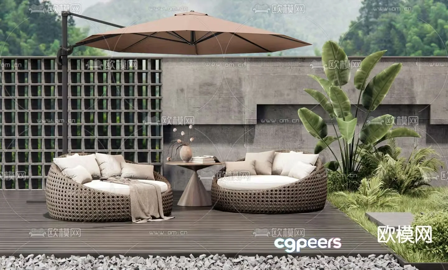 rattan sofa outdoor sofa 3d model