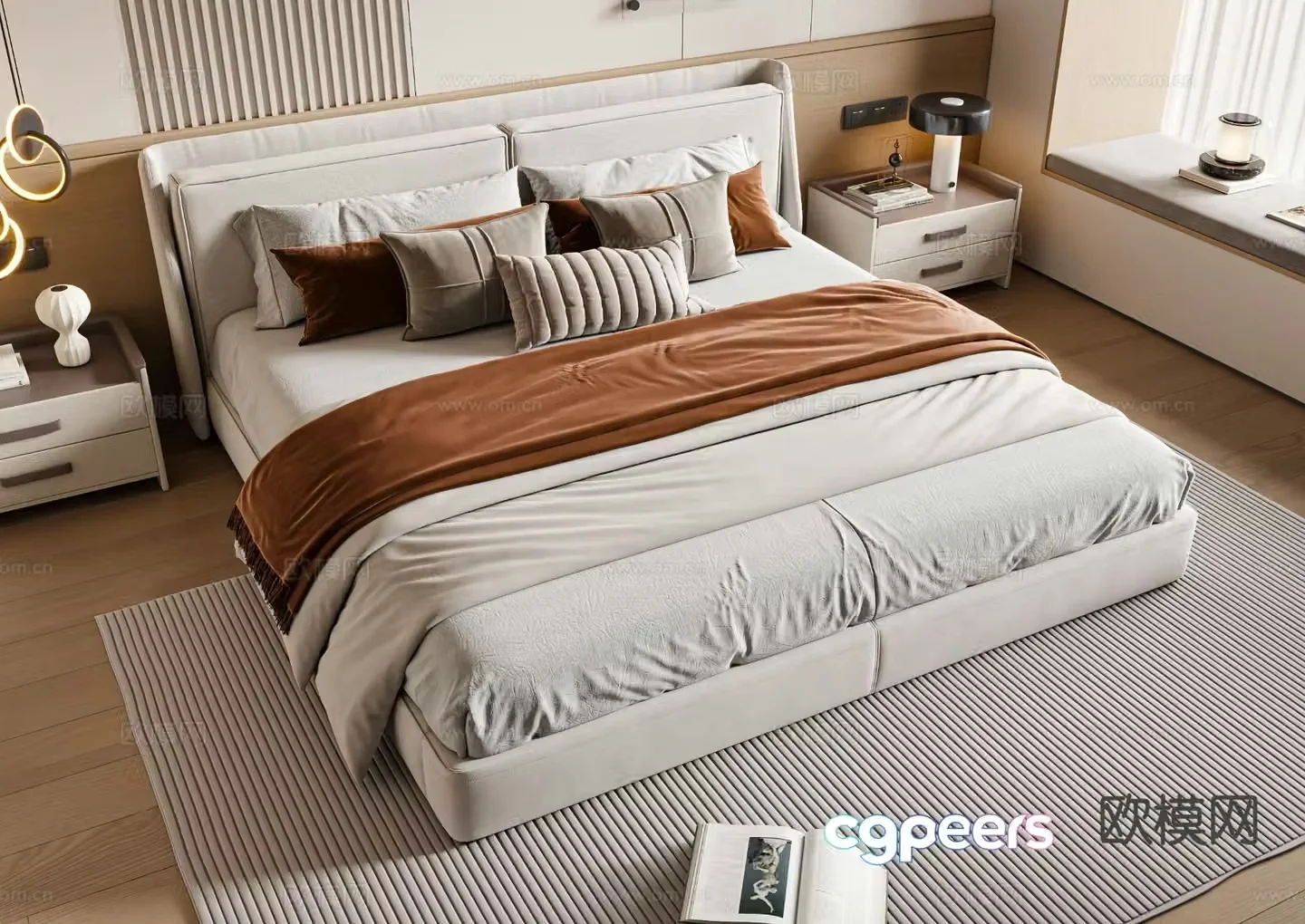 Italian double bed 3d model